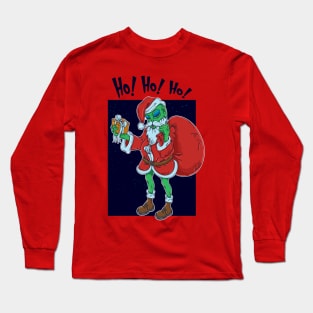 Alien Santa Claus Ho! Ho! Ho! Long Sleeve T-Shirt